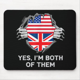 Tapis De Souris Demi-Américain Moitié Anglais USA Angleterre Drape