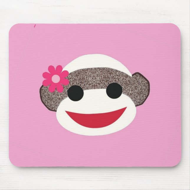 Tapis De Souris Demoiselle de honneur rose de singe de chaussette (Devant)