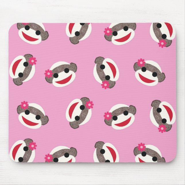 Tapis De Souris Demoiselle de honneur rose de singe de chaussette (Devant)