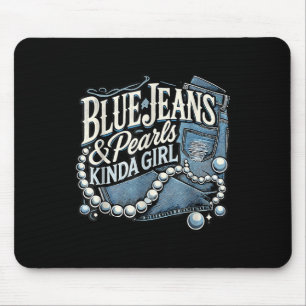 Tapis De Souris Denim Fabric Bleu Jeans Perles Jeans maigre Lover