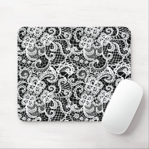 Tapis De Souris Dentelle blanche en noir