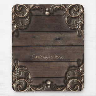 Tapis De Souris Dentelle & Bois Sombre Rustique Vintage Glam Occid