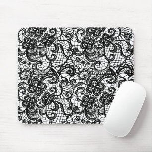 Tapis De Souris Dentelle noire en blanc