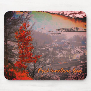 Tapis De Souris Dernier des feuilles d'automne à Newtown, Powys