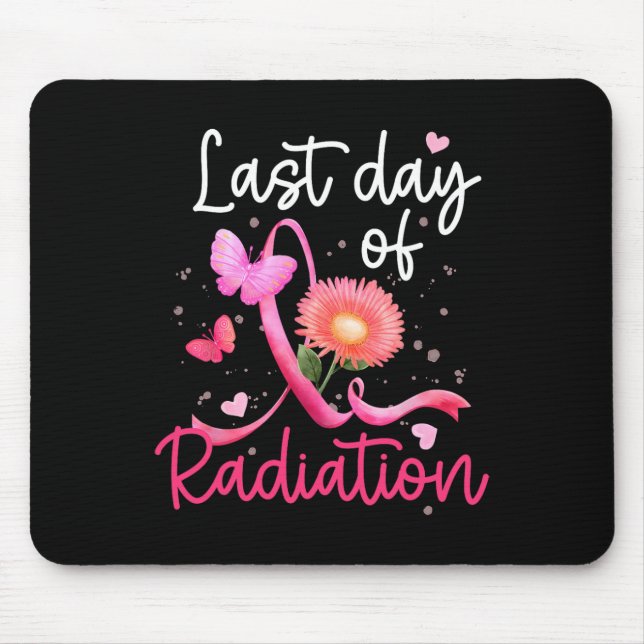 Tapis De Souris Dernière Journée De Radiation Florale Coeur Cancer (Devant)