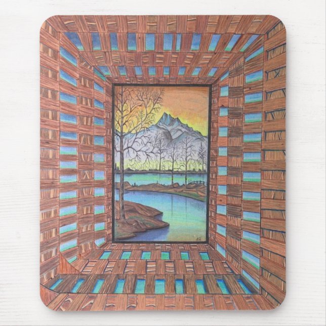 Tapis De Souris Derrière Les Dessins De Bois (Devant)