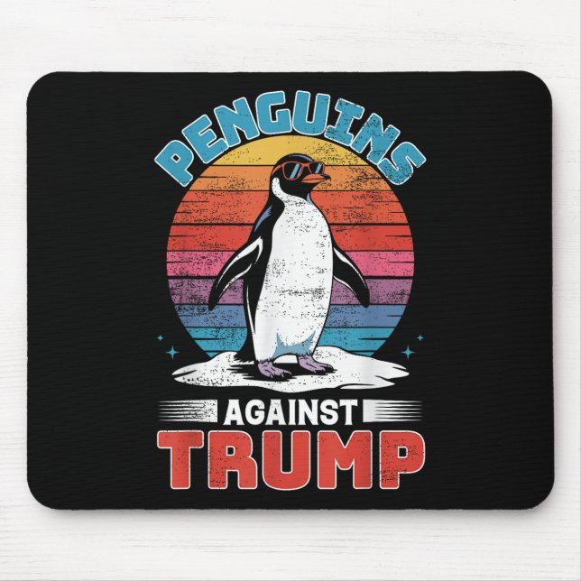 Tapis De Souris Des pingouins contre Trump Des Pingouins Flippers  (Devant)