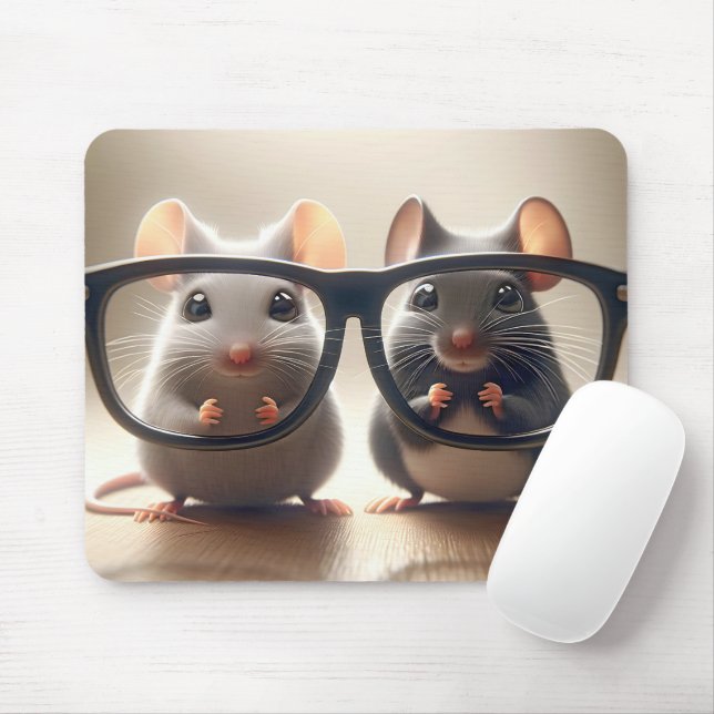 Tapis De Souris Des souris qui regardent derrière des lunettes noi (Avec souris)