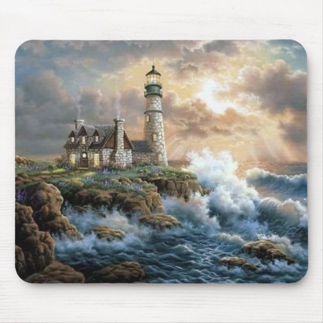 Tapis De Souris Des vagues s'écrasent sur le rivage (Devant)