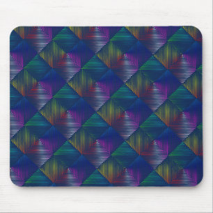 Tapis De Souris Design arc-en-ciel géométrique en bleu
