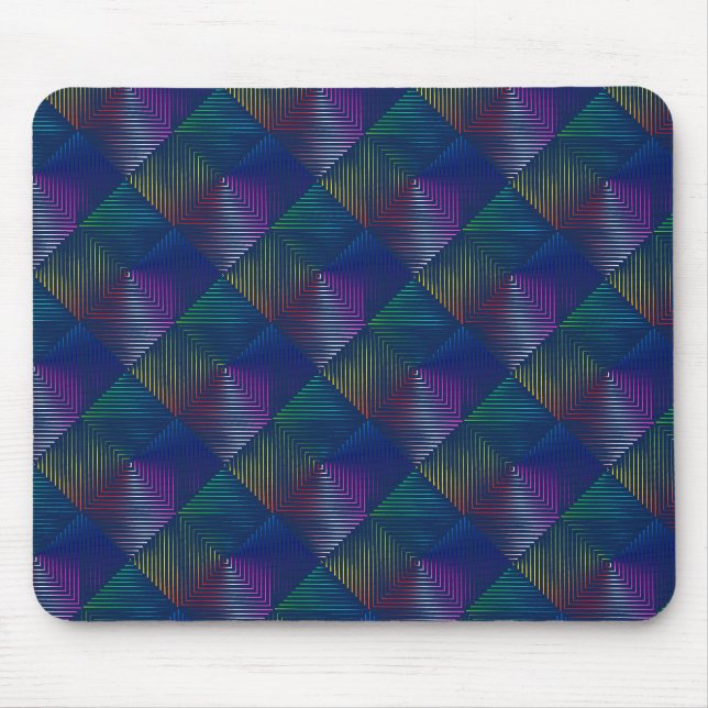 Tapis De Souris Design arc-en-ciel géométrique en bleu (Devant)