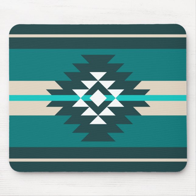 Tapis De Souris Design aztèque en couleur turquoise (Devant)