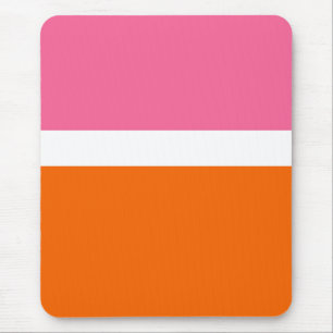 Tapis De Souris Design de bloc de couleur rose blanc orange clair