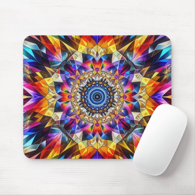 Tapis De Souris Design de Neon Kaleidoscope (Avec souris)