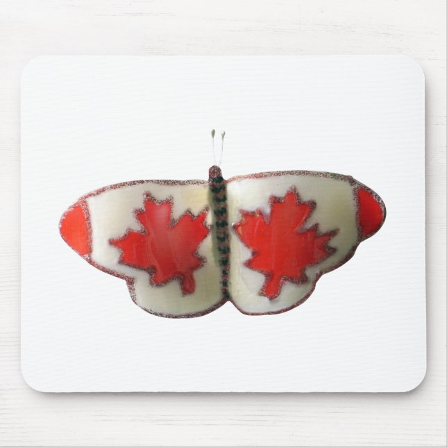 Tapis De Souris Design de papillon du drapeau canadien (Devant)