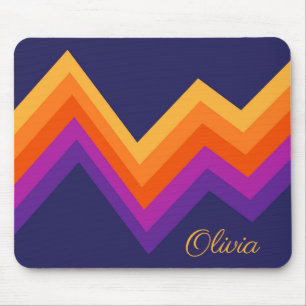 Tapis De Souris Design de zigzag rouge, orange et jaune rétro