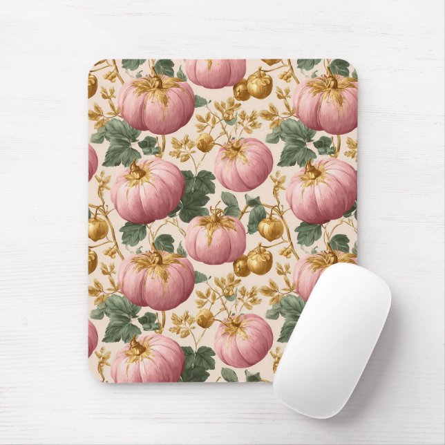 Tapis De Souris Design élégant Citrouille rose automne (Avec souris)