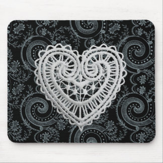 Tapis De Souris "Design élégant" Coeur crochet/noir/gris