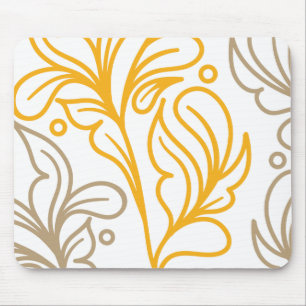 Tapis De Souris Design en feuille Boho d'or