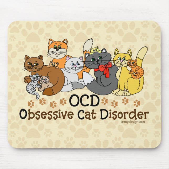 Tapis De Souris Désordre obsédant de chat d'OCD (Devant)
