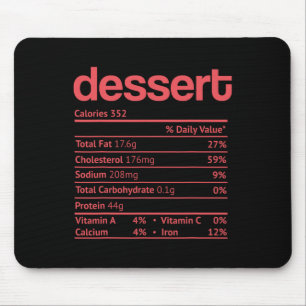 Tapis De Souris Dessert Nutrition Fact Drôle Thanksgiving Christma