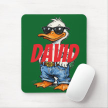 Dessin animé amusant monogramme Vert Rouge Canard
