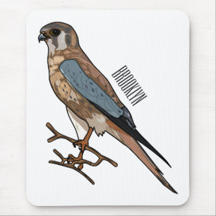 Tapis De Souris dessin animé d'oiseau-kestrel américain