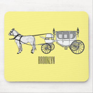 Tapis De Souris dessin animé mariage cheval & calèche
