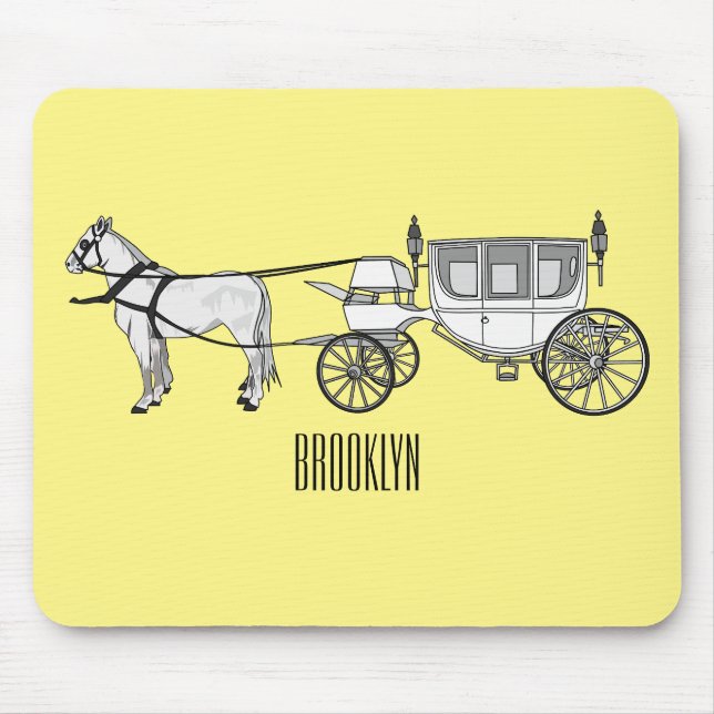 Tapis De Souris dessin animé mariage cheval & calèche (Devant)