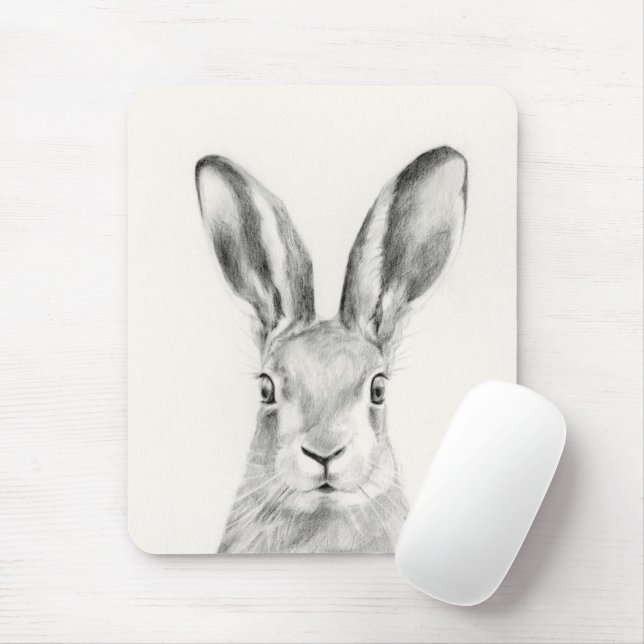 Tapis De Souris Dessin au crayon de lapin (Avec souris)