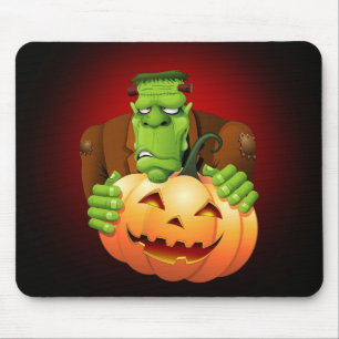 Tapis De Souris Dessin de Frankenstein Monster avec Citrouille