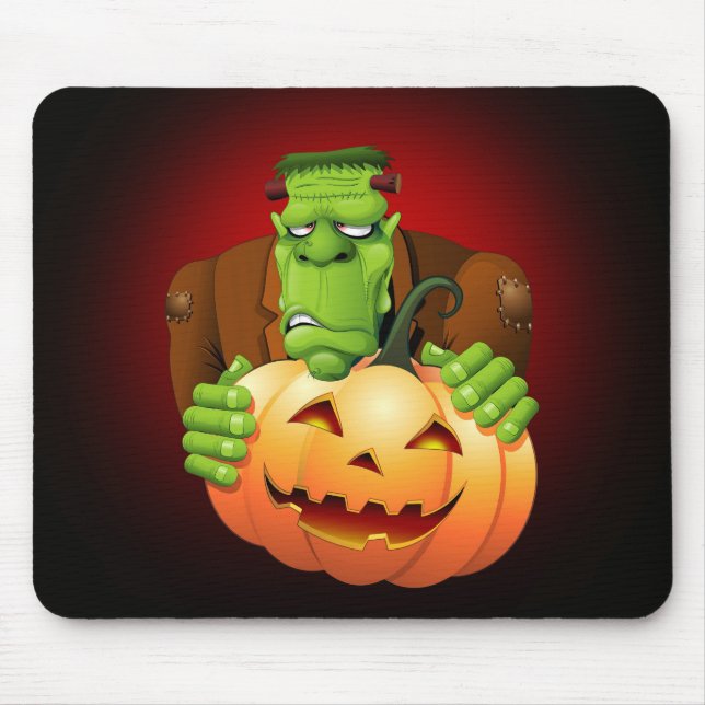 Tapis De Souris Dessin de Frankenstein Monster avec Citrouille (Devant)