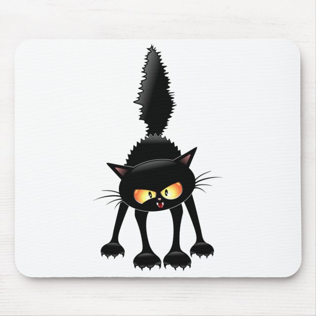 Tapis De Souris Dessin de Funny Fierce Black Cat (Devant)