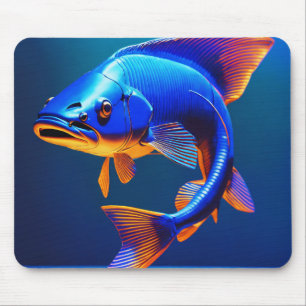 Tapis de souris   Dessin de logo de poisson bleu  
