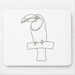 Tapis De Souris Dessin de l'oiseau Toucan sur la branche Mousepad