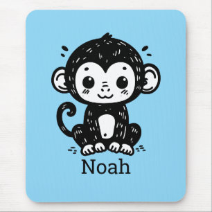 Tapis De Souris Dessin de Singe Bébé mignon - Kawaii Nursery Art