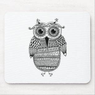 Tapis De Souris Dessin ethnique d'encre de hibou