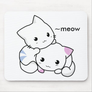 Tapis De Souris Dessin mignon de chaton de garçon et de fille dan