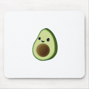 Tapis De Souris Dessin personnalisé d'avocat Kawaii sur fond blanc