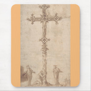 Tapis De Souris Dessin pour un Crucifix avec la Vierge Marie