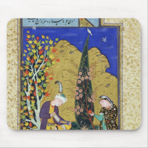 Tapis De Souris Deux amants dans un verger fleurissant