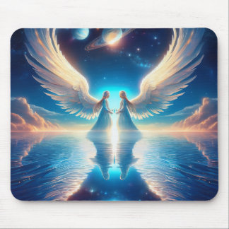 Tapis De Souris Deux anges dans les nuages Mousepad