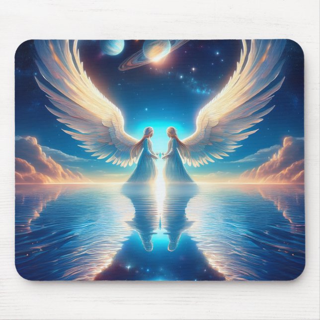 Tapis De Souris Deux anges dans les nuages Mousepad (Devant)