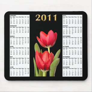 Tapis De Souris Deux calendrier rouge Mousepad des tulipes 2011