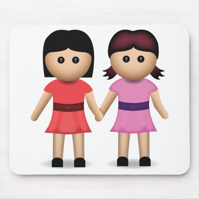 Tapis De Souris Deux femmes tenant des mains Emoji (Devant)