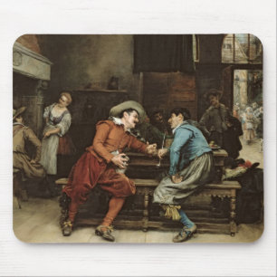 Tapis De Souris Deux hommes parlant dans une taverne