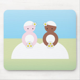 Tapis De Souris Deux jeunes mariées un Caucasien