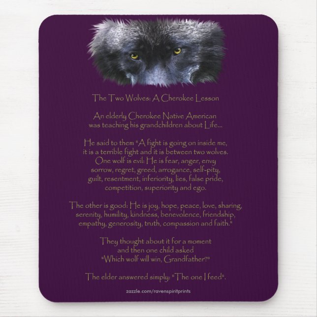 Tapis De Souris DEUX LOUPS CHEROKEE TALE Art Mousepad (Devant)