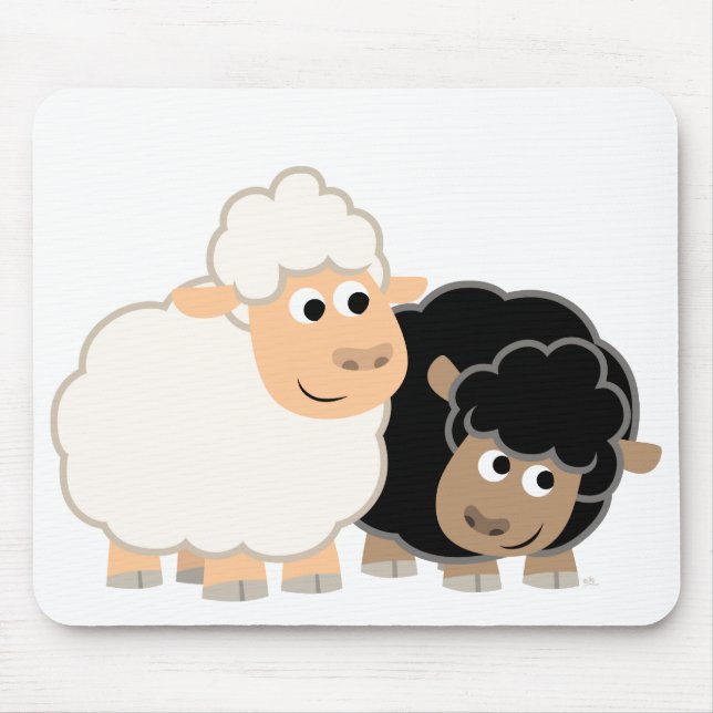 Tapis De Souris Deux mignons moutons caricaturés Mousepad (Devant)