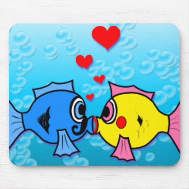 Tapis De Souris Deux poissons embrassant, scène sous-marine (Devant)